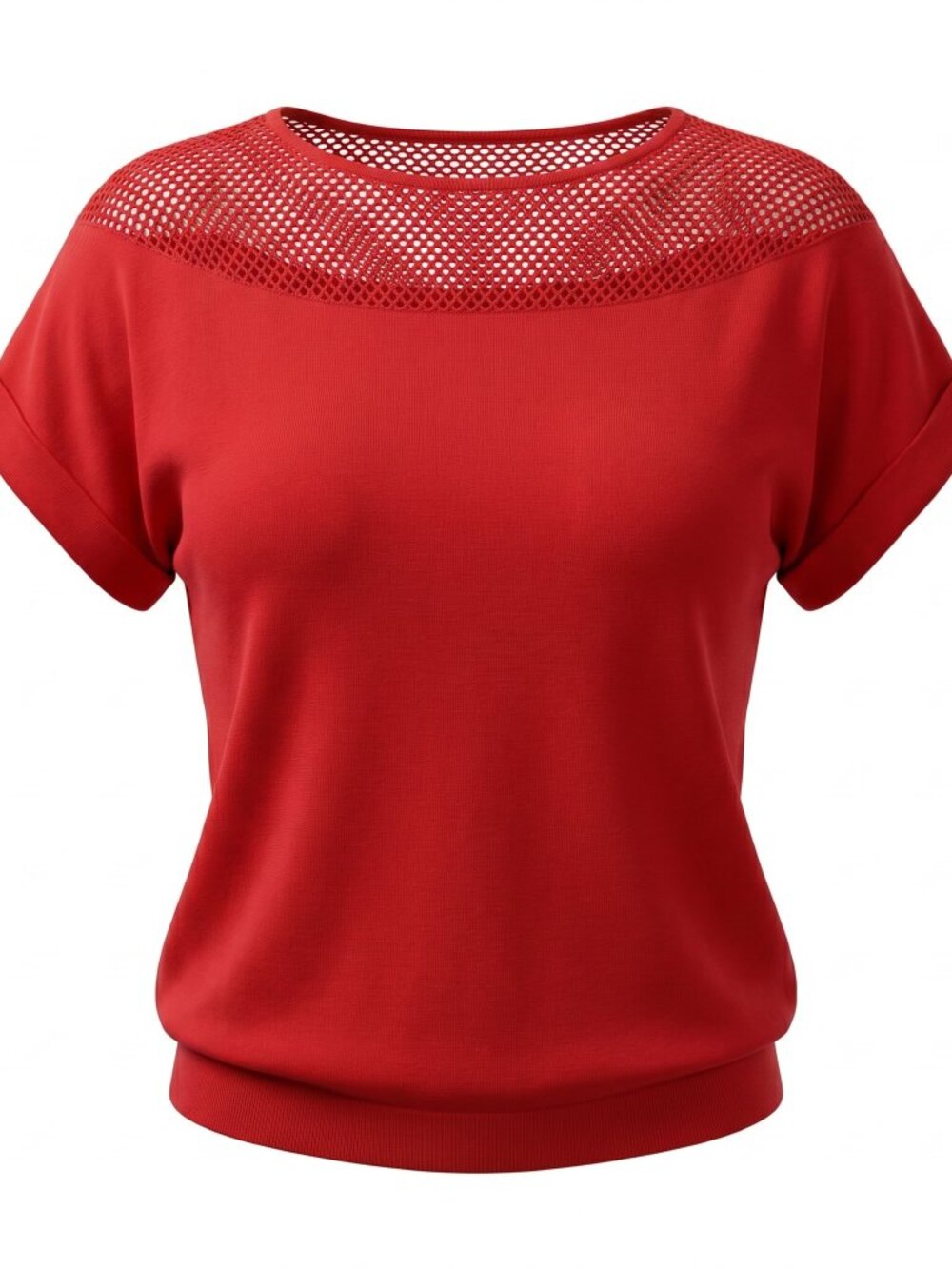 Siruiton Red Mesh Blouse
